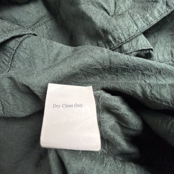 Vintage Blue Fish Women Green Silk Crinkle Cropped Blazer/Top Size 2 Lightweight - Picture 6 of 9